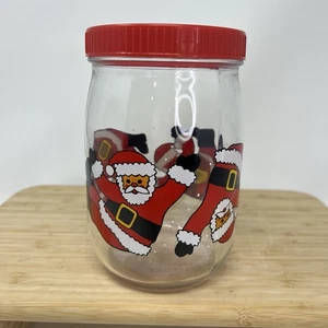 Vintage VMC REIMS Tumbling Santa Christmas Jar Red Screw Top Lid Made in France - Picture 1 of 7