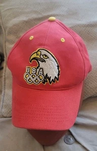 Vintage 1980 Lake Placid USA Olympics Symbol Baseball Hat Cap Red Eagle Adjusts - Picture 1 of 11