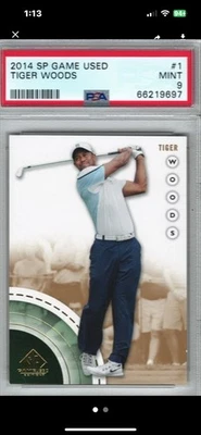 2014 SP Game Used #1 Tiger Woods Golf Card PSA 9 MINT - Image 1 of 2