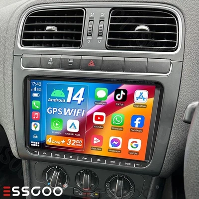 Android 14 Apple Carplay Autoradio GPS NAVI RDS Bluetooth Für VW POLO 2009-2014 - Bild 1 von 4