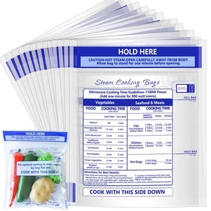 24 Pcs Microwave Steamer Bags 7.9 X 8.6 Inch Zipper Steam Cooking Bags Reusab... - Picture 1 of 7