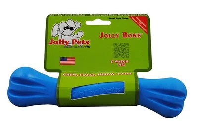 Jolly Pets Jolly Bone Durable Interactive Float Chew Dog Toy Blue USA 8 inch - Image 1 of 4