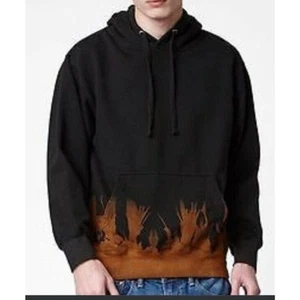 On The Byas PacSun Bleach Dip Dyed Flame men's M Skater Hoodie Sweatshirt Black - Picture 1 of 4