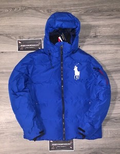 blue polo bubble coat