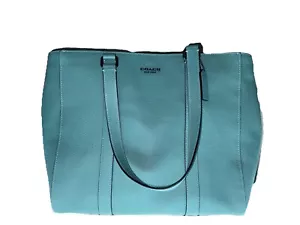 AUTHENTIC COACH BLUE GREEN PEBBLE LEATHER DOUBLE HANDLE TOTE #C8157 - Picture 1 of 7