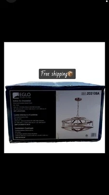 Elegant Eglo Lighting 203108A Montrose Chandelier Acacia Wood and Brushed Nickel - Image 1 of 4