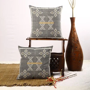 Grey Moroccan berber sabra pillow cover set of 2 for outdoor decor cushion cover - Picture 1 of 6