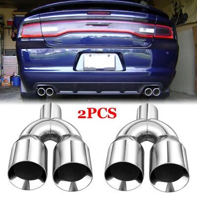 Punta de escape doble 2.5" entrada 3.5" salida 9.5" longitud acero inoxidable para Dodge Charger Foto 1 de 4
