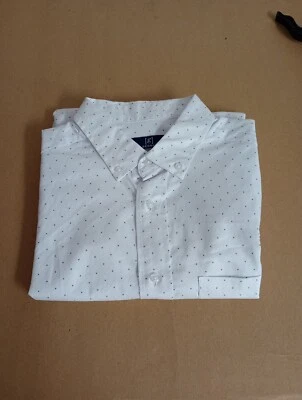 George Men's Poplin Cotton Shirt Long Sleeve Size S(38-40)Color White With Dots  - Image 1 of 4