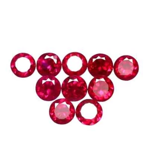 Natural Certified 10 mm Burma Pigeon Blood Red Ruby 10 Pcs Round AAA+ Gemstone - Picture 1 of 5