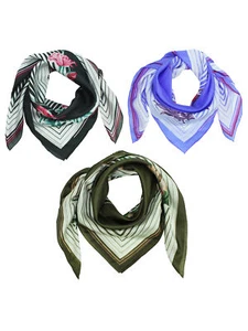 Seidentuch dunkelgrün lila schwarz Blumenmuster 3er Pack - Bild 1 von 10