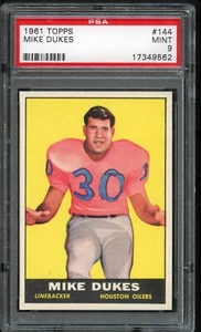 FB - 1961 Topps - #144 - Mike Dukes - PSA 9 - MINT - Picture 1 of 2