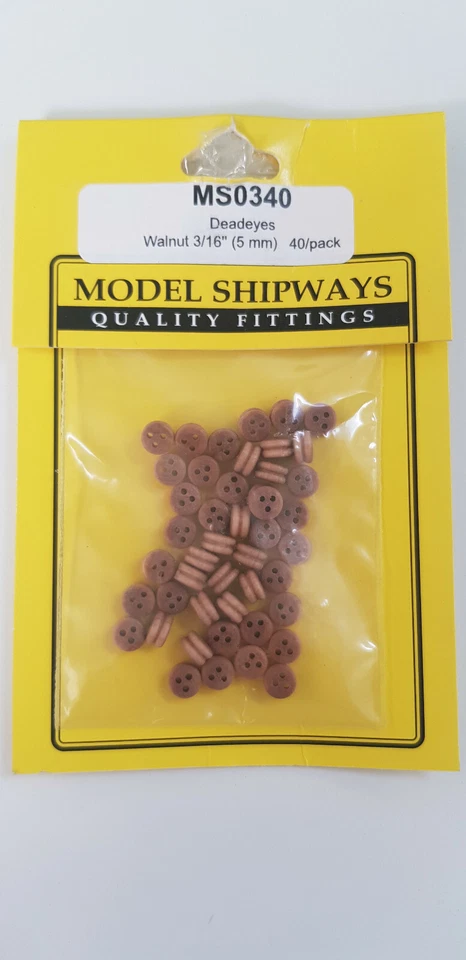 DEADEYES, BIGOTTE, Walnut 3/16 (5mm) 40 pack MS0340 - Immagine 1 di 1