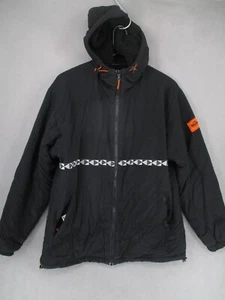 Butter Jacket Mens Large Black Reversible Fleece Parka Nylon Hooded Hood Street - Picture 1 of 24
