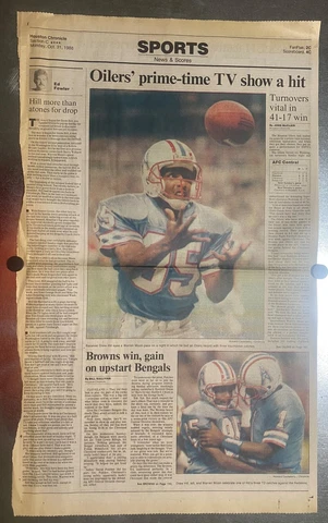 HOUSTON OILERS 41 / WASHINGTON REDSKINS 17; OCT 31, 1988 -CHRONICLE/DREW HILL Cover