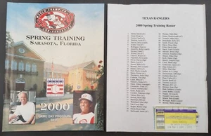 RARE 2000 Baseball Spring Training Program with Reds vs. Rangers Ticket Stub - Picture 1 of 4