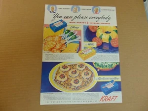 Pubblicità stampa 3 sapori di Cheddar KRAFT CHEESE 1947 - Foto 1 di 1