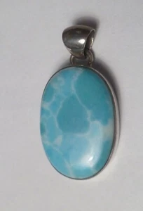 Ciondolo Ovale Larimar Argento Sterling 925 Blu Bliss - Foto 1 di 4