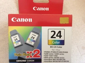 2 Oryginalne dwupak kolorowe wkłady atramentowe Canon BCI-24 do drukarki IP MP - Fabrycznie nowe w pudełku - Zdjęcie 1 z 4