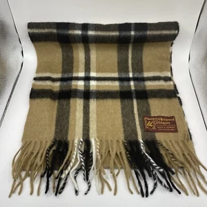 Vintage Wollhalstuch braun Tartan kariert kariert Made in Germany Fransen 54x12 - Bild 1 von 5