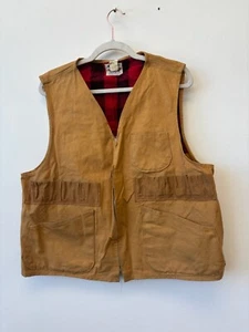 Vintage 70s SafTbak Hunting Vest Brown Pockets Canvasback Water Repellant Large - Picture 1 of 5