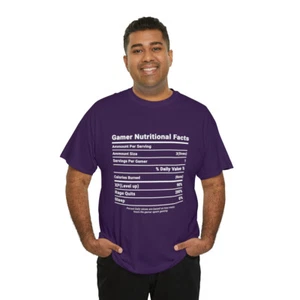 Datos nutricionales para jugadores | unisex | algodón pesado | camiseta | divertida | regalo - Imagen 1 de 32