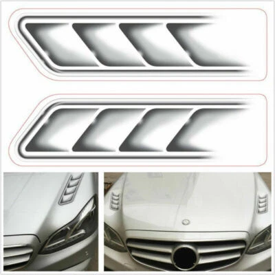 2Pcs Car Styling 3D Fake Vents Decorative Outlet Side Vents Stickers Waterproof - Image 1 of 4