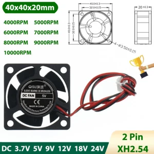 Mini ventilateur de refroidissement sans balai 4020 DC silencieux 3,7V à 24V 1400-4000tr/min 40x40x20mm - Photo 1/6