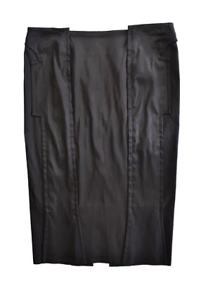 C0 Auténtica Falda Lápiz GUCCI Marrón Oscuro Cosida Detalle Elástica Cremallera Lateral Talla 42 Foto 1 de 4