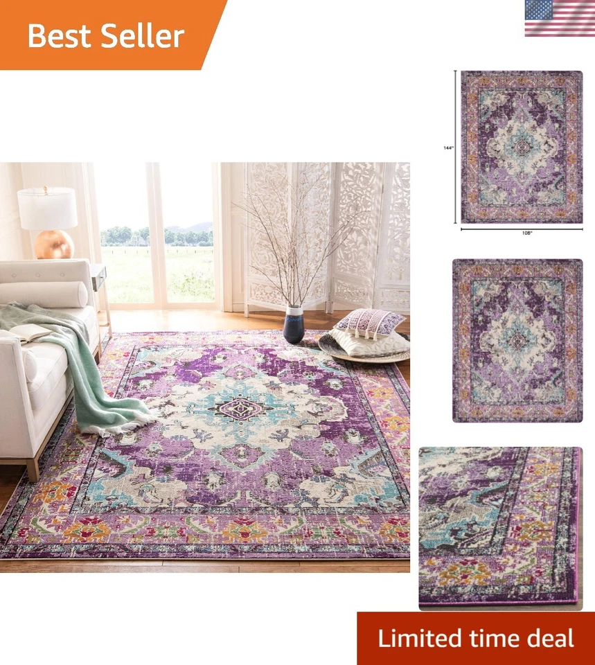 Alfombra de área medallón boho resistente a las manchas de 9' x 12' para salas de estar de alto tráfico Foto 1 de 4