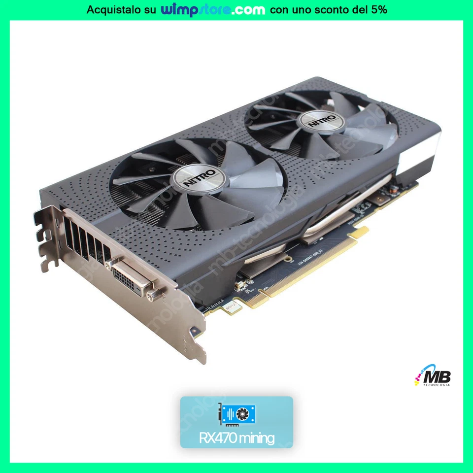 SCHEDA VIDEO GPU SAPPHIRE MINING RX470 11256-28 DVI 4GB GDDR5 FUNZIONANTE - Immagine 1 di 2