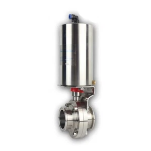 4" Stainless Steel 316 Pneumatic Actuator Sanitary Butterfly Valve Clamp OD119mm - Picture 1 of 5
