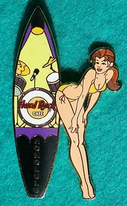 HONOLULU HAWAII SUMMER SURFBOARD GIRL SERIES DRUMKIT DRUMS Hard Rock Cafe PIN - Picture 1 of 1