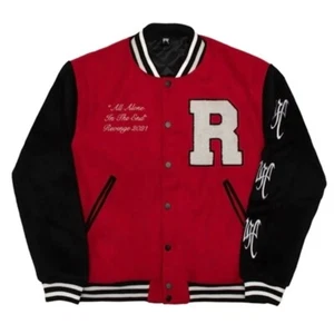 Revenge Skull Varsity Jacket Red - Picture 1 of 4