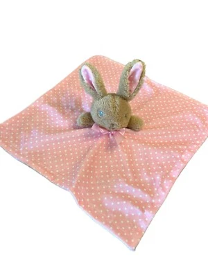 Manta MTY International Marrón y Rosa Lunares Conejo Sonajero Lovey Suave Foto 1 de 4
