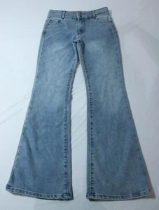Tractr Girls High Rise Star Snap Double Waistband Flare Jeans AP2 Blue Size: 14 - Picture 1 of 4