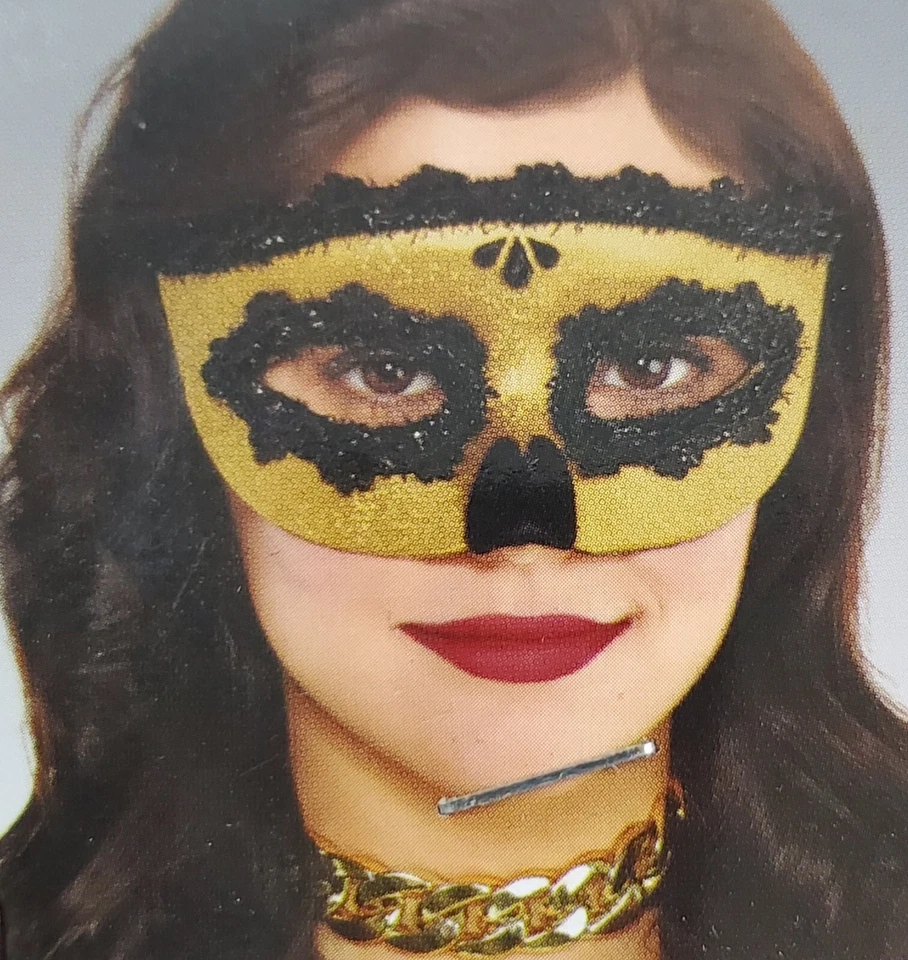 Venetian Skull Mask Halloween Masquerade Mardi Gras Gold Black NEW - Image 1 of 4
