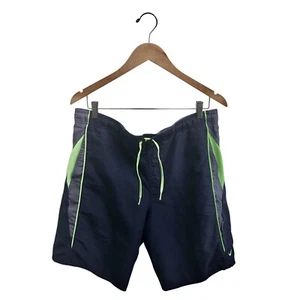 VINTAGE NIKE BADEHOSE - Herren mittelgrau Taschen Swoosh 90s Neon Boardshorts - Bild 1 von 10