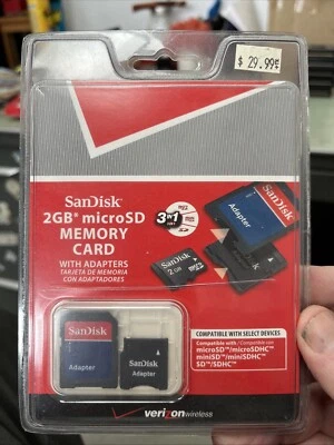 Sandisk 2GB Memory 3 in 1 MicroSD Card with Adapters Verizon Wireless Digital - Image 1 of 4