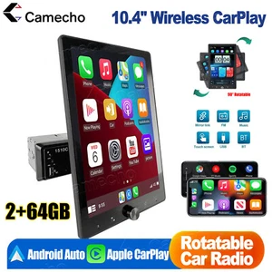 Wireless Apple CarPlay Android Auto 10.4" Single 1DIN Car Stereo Head Unit Radio - Picture 1 of 14