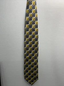 Format Men's Tie Gold and Dark Blue 100% Silk 57” X 4" Long and Wide - Picture 1 of 5