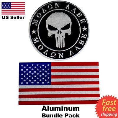 Calcomanía 3D METAL Molon Labe + emblema pegatina bandera americana [paquete] Foto 1 de 4