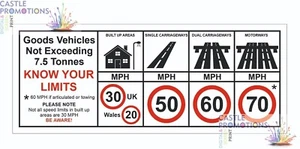 50 VAN SPEED LIMIT AUFKLEBER KNOW YOUR SPEED LIMITS 149 X 60MM COURIER VAN MINIBUS - Bild 1 von 1