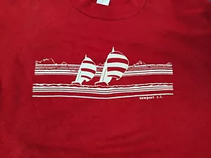 Women’s Vintage Tultex Newport Rhode Island Sweatshirt Large Red Sailboat - Nice - Picture 1 of 8