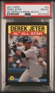 PSA 8 2021 TOPPS 1986 TOPPS ALL-STARS RELIKTE DEREK JETER SCHWARZ 086/199 hergestellt - Bild 1 von 2