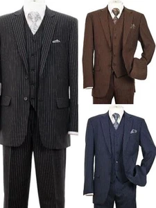 New 3pcs Luxurious Wool Feel, 2 buttons jacket with vest, 2 Side Vents 5702V10 - Picture 1 of 9