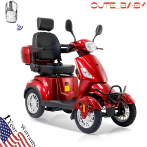 Heavy Duty 4-Wheel Mobility Scooters 31 Miles 3-Speed 800W 500lbs Capacity Red - Picture 1 of 19