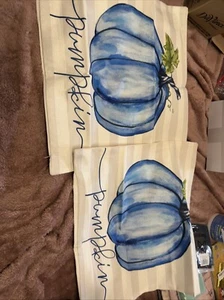 Fun Express Blue Pumpkin Pillow Cover White Halloween Decoration (2 Pieces) - Picture 1 of 1