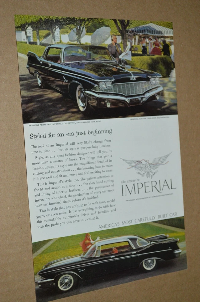 1960 CHRYSLERIMPERIAL ЗАКАЗ ОРИГИНАЛЬНОЙ РЕКЛАМЫ ПЕЧАТНАЯ РЕКЛАМА ОБЪЯВЛЕНИЕ 60 - Изображение 1 из 1