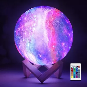 3D 16 Colors Moon Light LED USB Star Galaxy With Stand Remote Bedroom Night Lamp - Picture 1 of 12